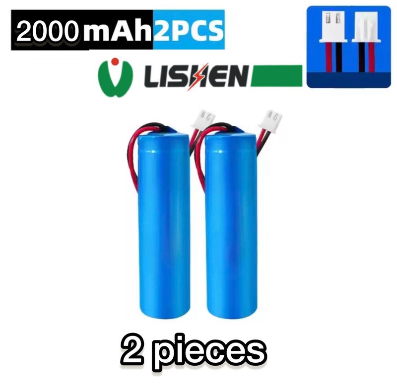 ليشين بطاريتان ليثيوم أيون قابلتان لإعادة الشحن Lishen 18650 بسعة 2000mAh وجهد 3.7 فولت مع موصل – عدد 2 - Image 1